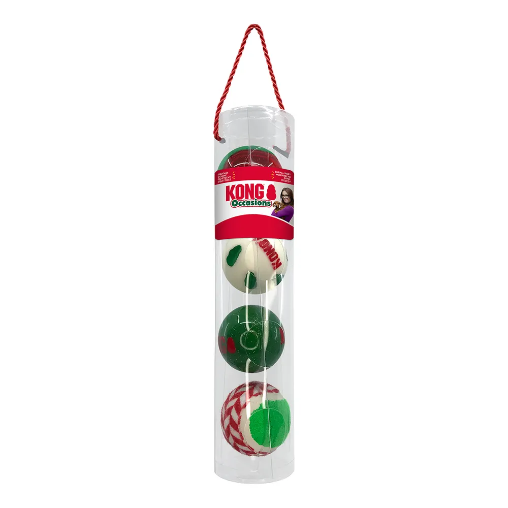 KONG Holiday Occasions Balls 4-pack M - jule hundelegetøj